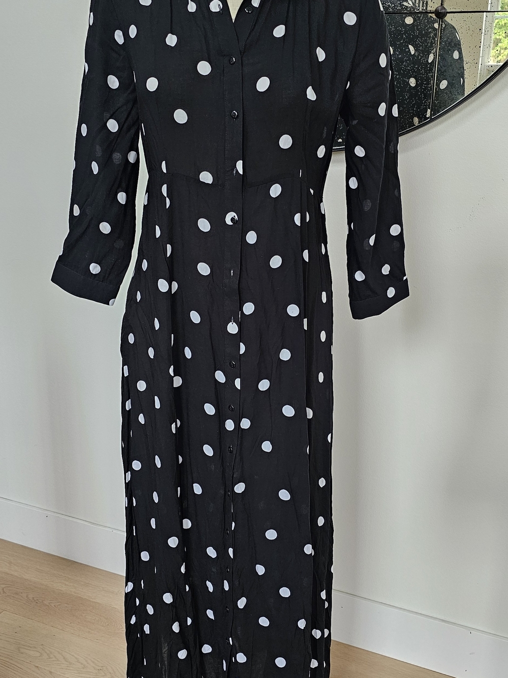 Philosophy Black and White Polka Dot Long-Sleeve Maxi Dress Size 6